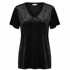 NWT Black Crushed Velvet V-Neck Tunic Top Women’s XL Stretch Short Sleeve